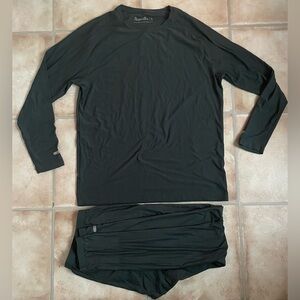 Propeller dark gray long john style set, logo, moisture wicking, warm; size L